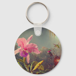 Llavero Cattleya Orchid y tres Hummingbirds Heade