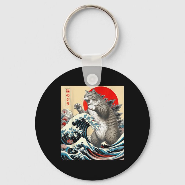 Llavero Catzilla Cat Arte japonés (Anverso)