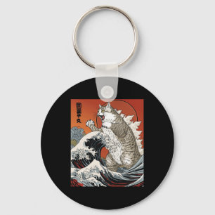 Llavero Catzilla Cat Arte Japonés Gracioso Gato Para Hombr