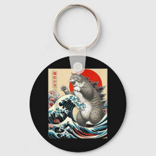 Llavero Catzilla Cat Arte Japonés Gracioso Regalos De Gato