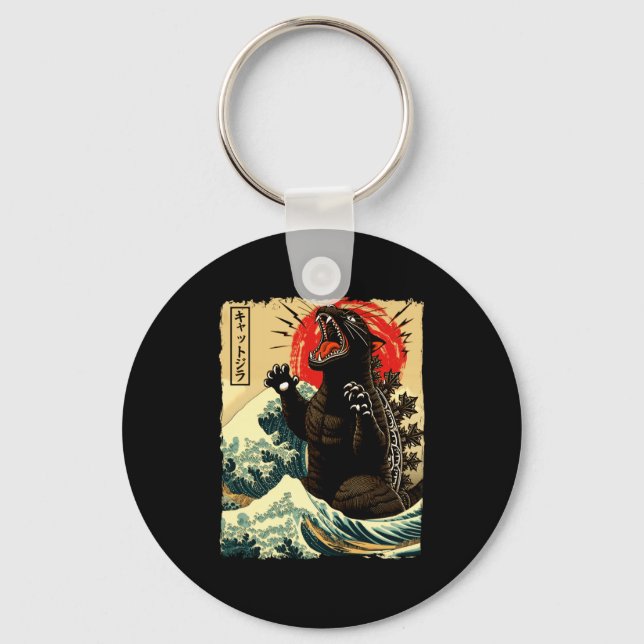 Llavero Catzilla Divertido Estilo Japonés (Anverso)