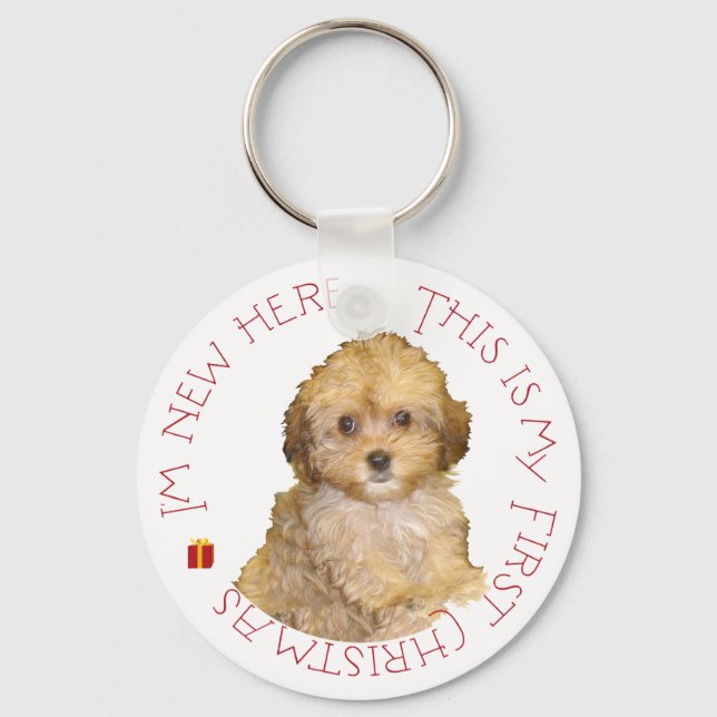 Llavero Cavachon cachorro primera Navidad (Anverso)