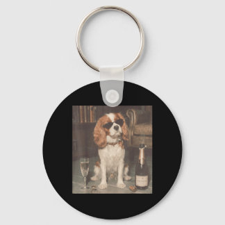 Llavero Cavalier King Charles bebiendo champán divertido