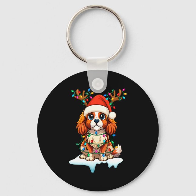Llavero Cavalier King Charles Spaniel Christmas Reindeer P (Anverso)