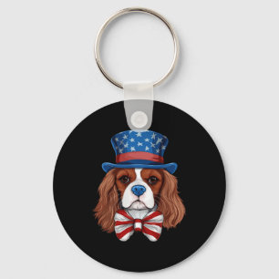 Llavero Cavalier King Charles Spaniel con la bandera de EE