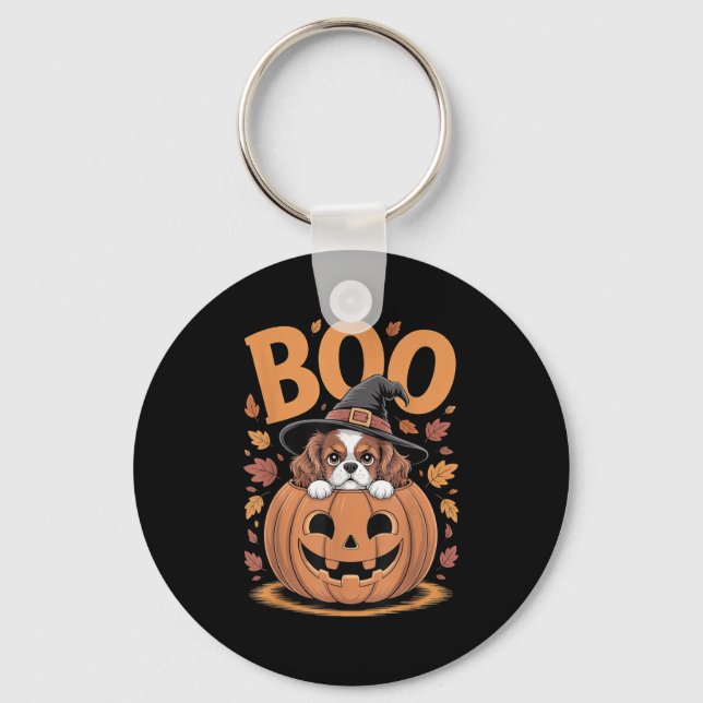 Llavero Cavalier King Charles Spaniel de Halloween de cala (Anverso)