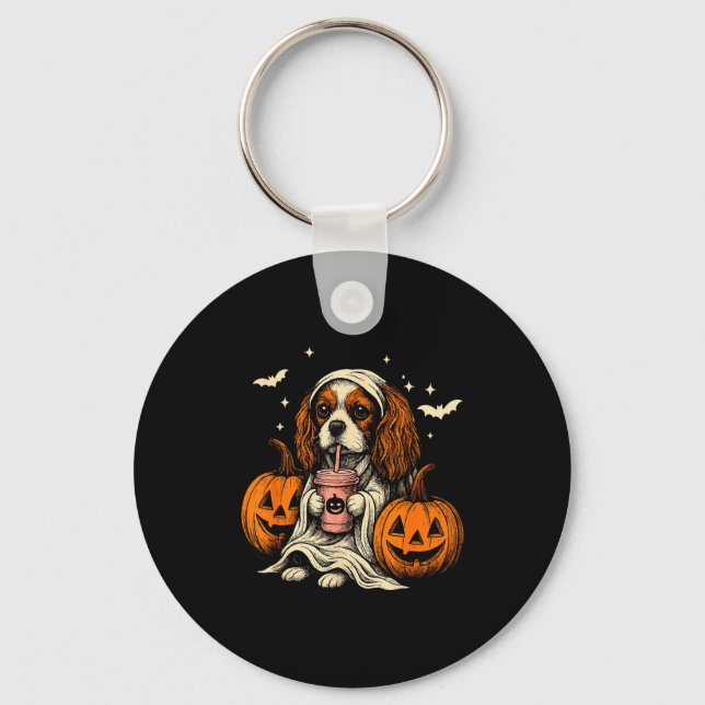 Llavero Cavalier King Charles Spaniel Ghost Halloween Cava (Anverso)