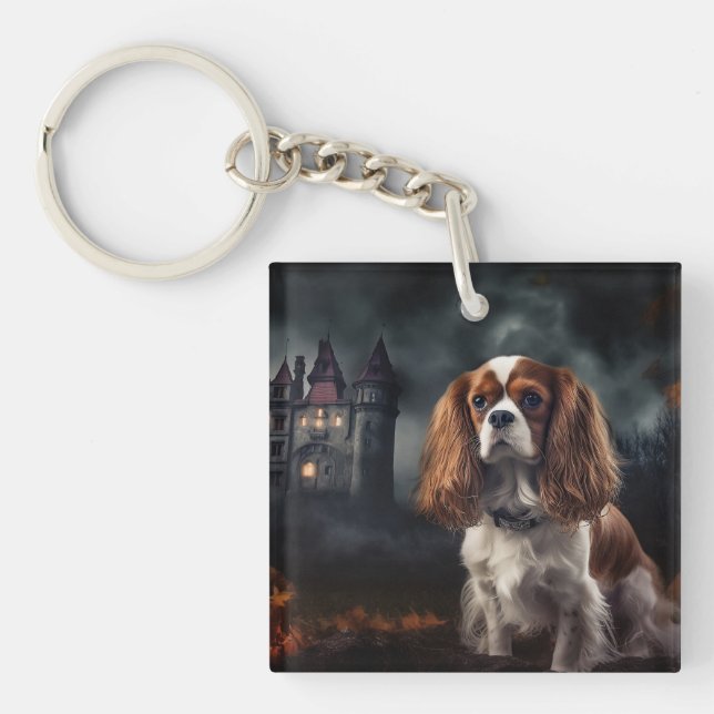 Llavero Cavalier King Charles Spaniel Halloween Espantoso (Frente)