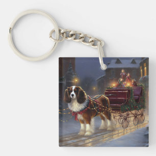 Llavero Cavalier King Charles Spaniel Navideño Festivo