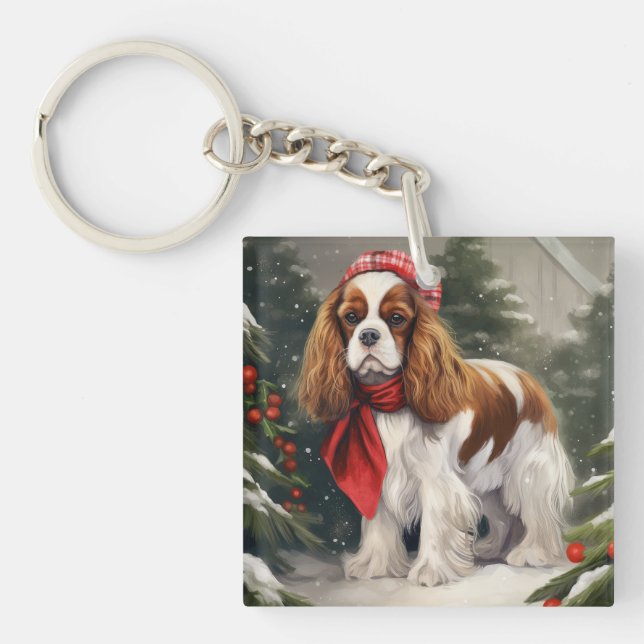 Llavero Cavalier King Charles Spaniel Perro Navidad (Frente)