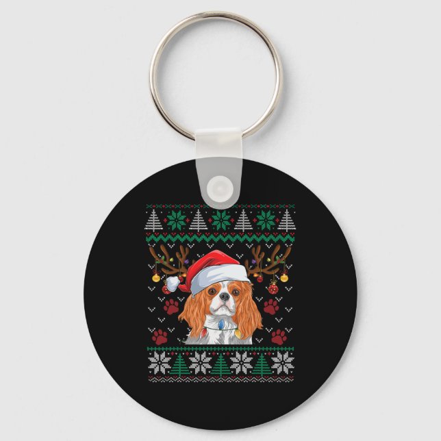Llavero Cavalier King Charles Spaniel Santa Ugly Sweater L (Anverso)