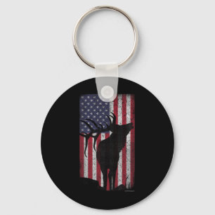 Llavero Caza de alce Bugling Bull Bandera Estadounidense -
