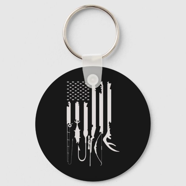 Llavero Caza Pesca Bandera Estadounidense Decoración Temát (Anverso)