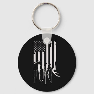 Llavero Caza Pesca Bandera Estadounidense Decoración Temát