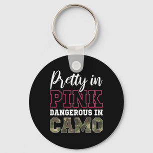 Llavero Cazador Camuflaje Divertido Gráfico Rosa Para Muje