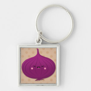 Llavero Cebolla roja de Kawaii en los lunares de Brown