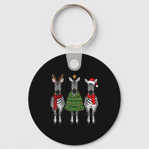 Llavero Cebra Retro de Navidad Santa Reno Safari Animal