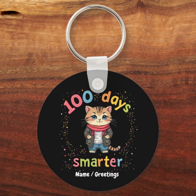 Llavero Celebra ser "100 días más inteligente" Personaliza (Anverso)