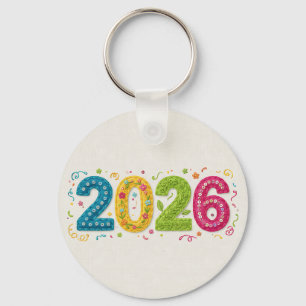 Llavero Celebración de 2026 con estilo de artesanía bordad