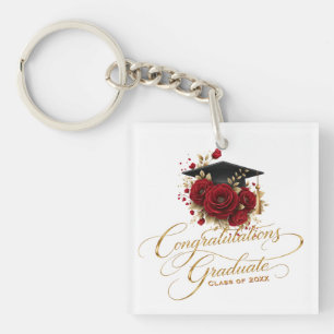 Llavero Celebración de Graduación Elegante • Letra Dorada