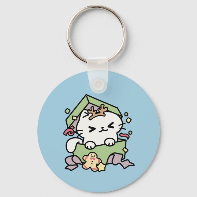 Llavero Celebración de los navidades con un gato moro (Anverso)