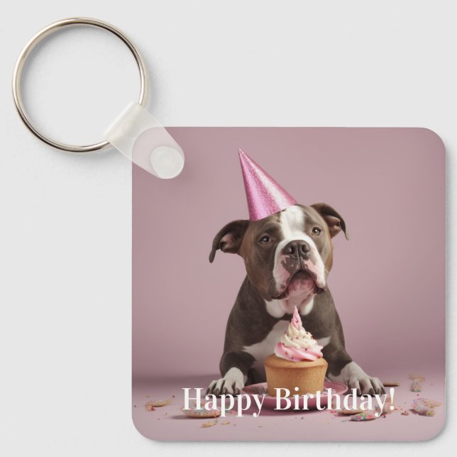 Llavero Celebración del cumpleaños de Pit Bull (Anverso)