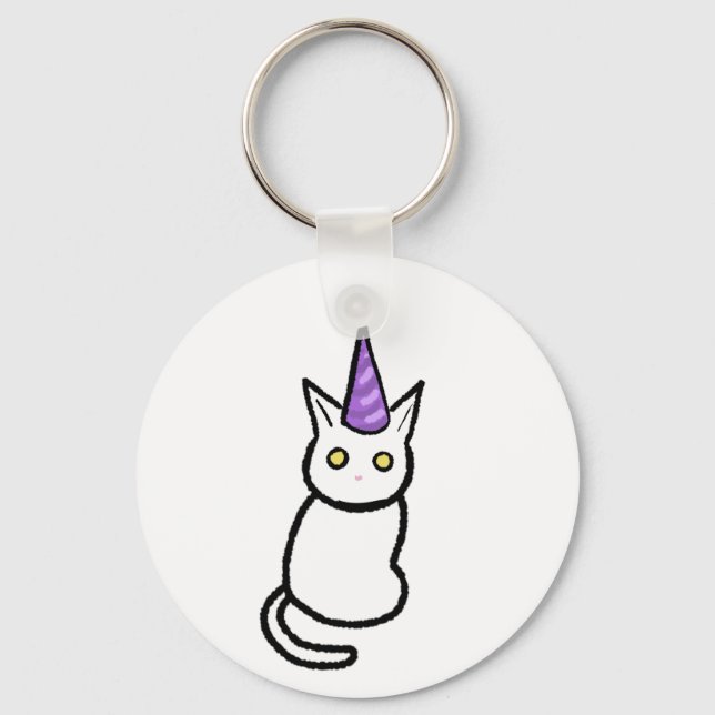 Llavero Celebración Gato Blanco (Anverso)