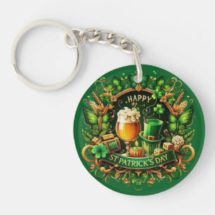 Llavero Celebración ornamentada de San Patricio en oro y v