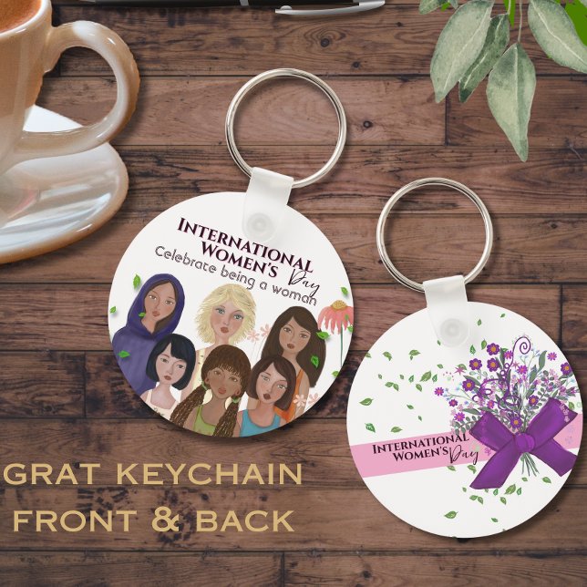 Llavero Celebrar retratos del Día de la Mujer (Celebrate Women's Day Portraits Keychain)