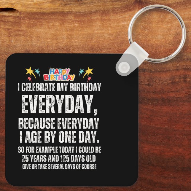 Llavero Celebro mi cumpleaños todos los días (Reverso )