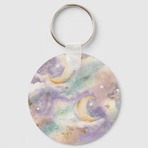 Llavero Celestial Luna y Estrellas Pastel