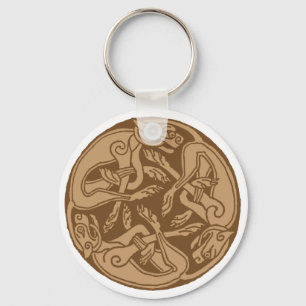 Llavero Celtic pattern with dogs - brown