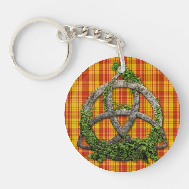 Llavero Céltico Trinity Knot Y Clan MacMillan Tartán (Frente)