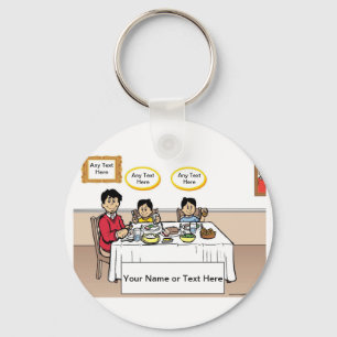 Llavero Cena familiar, padre soltero, Personalizado de 2 n