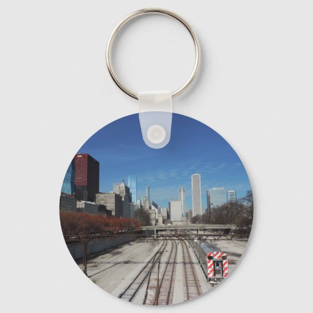 Llavero Centro de Chicago con vías de tren (Anverso)
