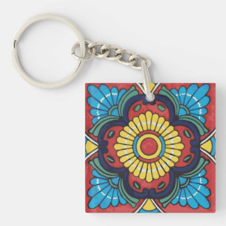 Llavero Cerámica de mosaico de talavera mexicana roja 