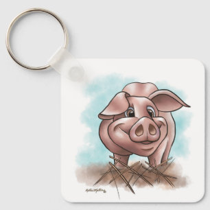 Llavero Cerdito Rosa en la Historieta de Paja