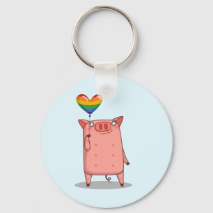 Llavero Cerdo con globo arco iris