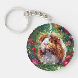 Llavero Cerdo de Guinea entre las flores