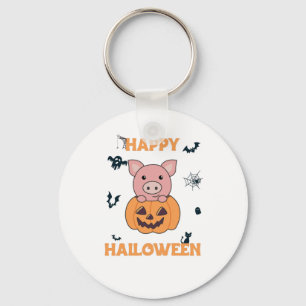 Llavero Cerdo En Calabaza Dulces Cerdos Feliz Halloween