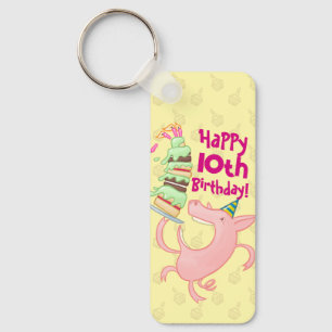 Llavero Cerdo gracioso agrega Personalizado de pastel de c