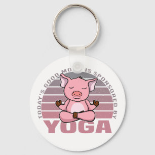 Llavero Cerdo gracioso que hace yoga.