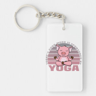 Llavero Cerdo gracioso que hace yoga.