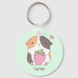 Llavero Cerdo guineano lindo abraza fresa personalizada