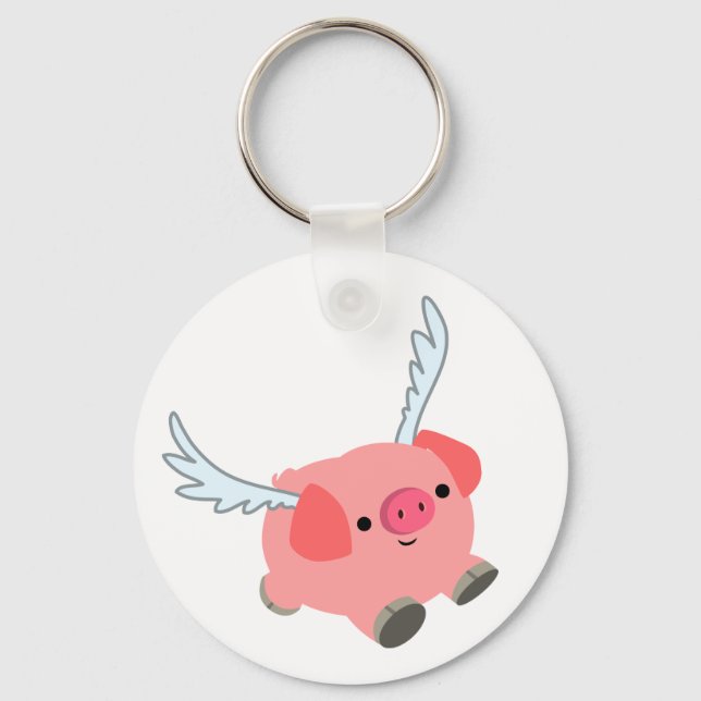 Llavero Cerdo Personalizado alado lindo (Anverso)