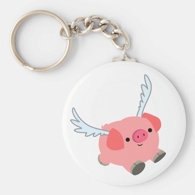 Llavero Cerdo Personalizado alado lindo (Frente)