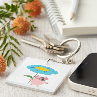 Llavero Cerdo Personalizado con llave acrílica de regalo (