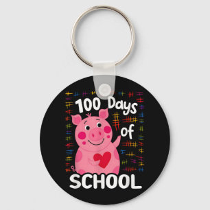 Llavero Cerdo Rosa Con Corazón 100 Días De Escuela 100