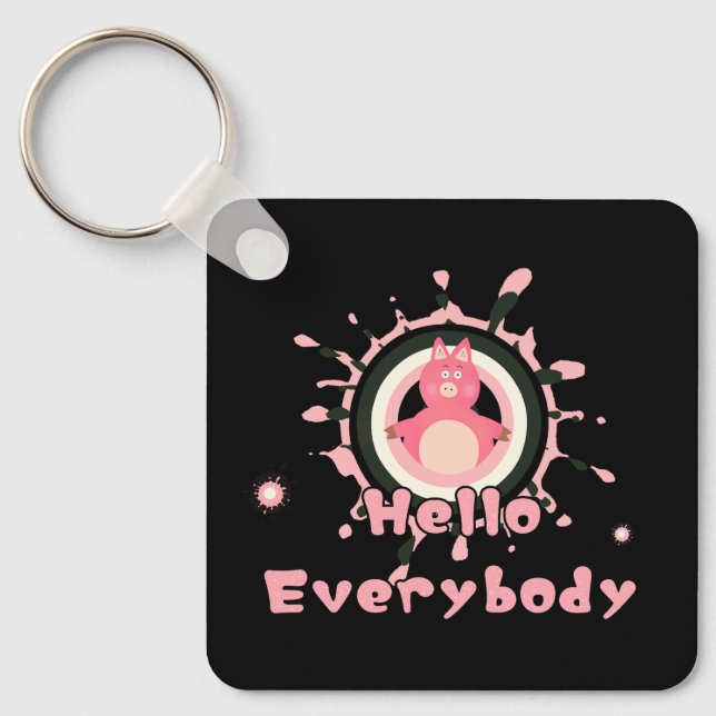 Llavero Cerdo rosa pequeño (Anverso)