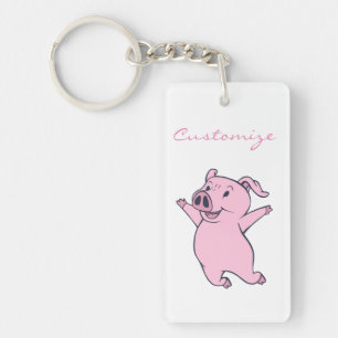 Llavero Cerdo rosado feliz que salta Thunder_Cove